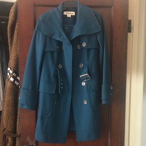 Hydraulic Wool Blend Blue Coat Size: Small